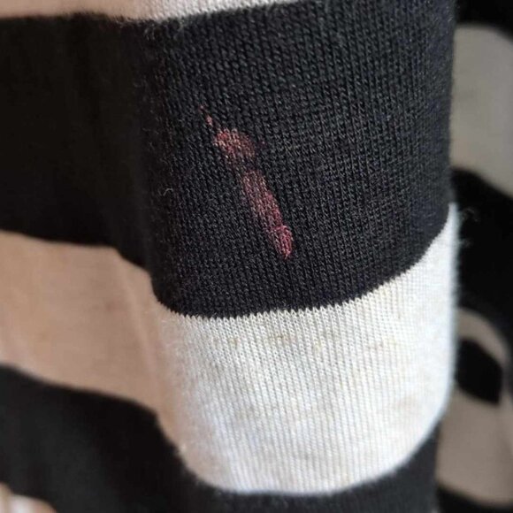 Almost Famous Sz Small Poly Rayon Linen Jail Striped Midi Summer Dress Crochet - Picture 3 of 9